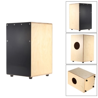 ammoon Wooden Cajon Hand Drum Children Box Drum Persussion Instrument with Stings Rubber Feet 23 * 24 * 37cm