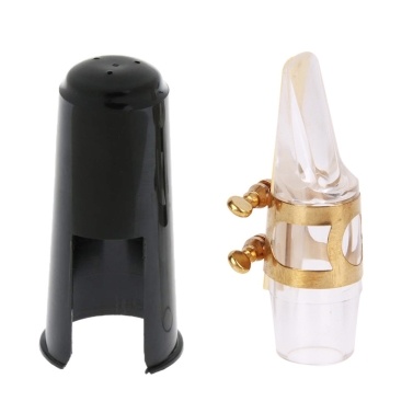 Alto Saxophone Transparent Mouthpiece E flat Crystal Mouthpiece Kit Set with Cap/ Clip/ Reed Portable for Music Player