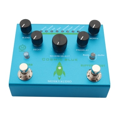 MOSKYAudio Guitar Effect Pedal Digital Reverb with Buffer/Booster Reverberation Guitar Pedal - COSMIC BLUE