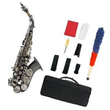 Bb Soprano Saxophone Sax Brass Material Black Nickel Plated Woodwind