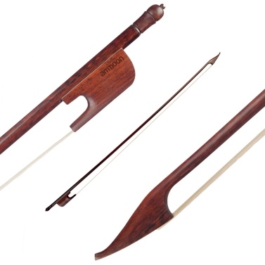 ammoon 4/4 Violin Bow Baroque Style Snakewood Round Stick Snakewood White Horsehair Well Balanced