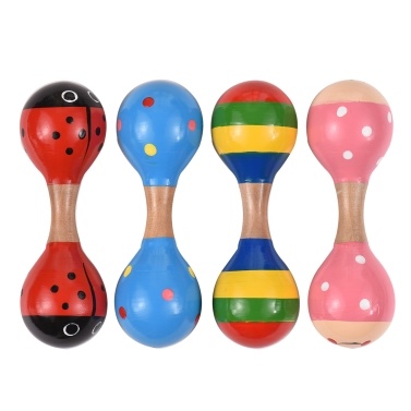 4pcs Wooden Maracas Mini Shaker Baby Rattles for Kids Cute Colorful Musical Instrument Toys