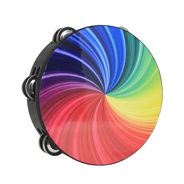8 Inch Rainbow Tambourine Wooden Handbell Early Education Percussion Instrument