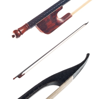 4/4 Violin Fiddle Bow Baroque Style Carbon Fiber Veneer Round Stick Ebony White Horsehair Well Balanced