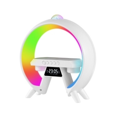G66 Multifunctional Wireless Speaker: Portable BT Speaker with Wireless Charger, Atmosphere Lamp, and Time Display