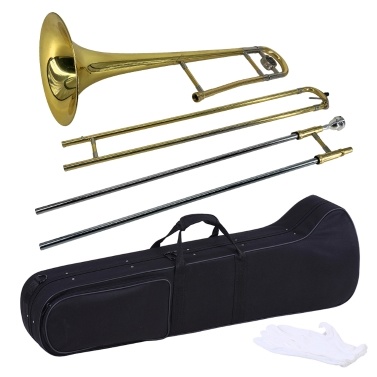 Alto Trombone Brass Gold Lacquer Bb Tone B flat Wind Instrument