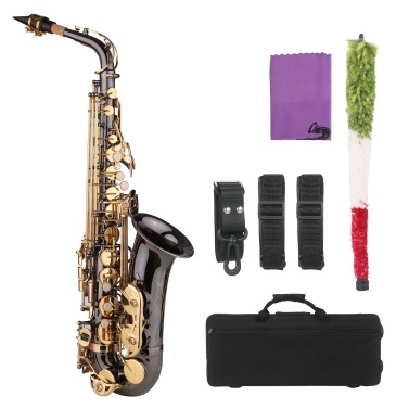 Saxophone Eb E-flat Alto Saxophone Sax Nickel-Plated Brass Body with Engraving Nacre Keys