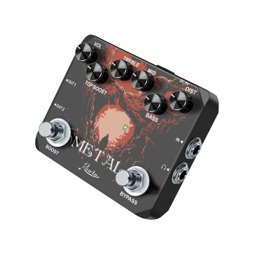Rowin LTL-03 Metal Guitar Effect Pedal - Traditional 80s/90s Metal Sound with Headphone Output and True Bypass