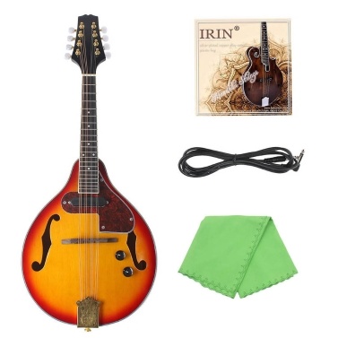 Adjustable 8-String Electric A Style Mandolin with Cable Strings Cleaning Cloth