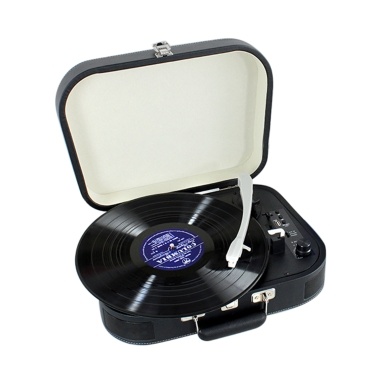 Vintage Phonograph 3-Speed BT Portable Suitcase Record Player Turntable with Aux Input RCA Output Headphone Jack USB Port