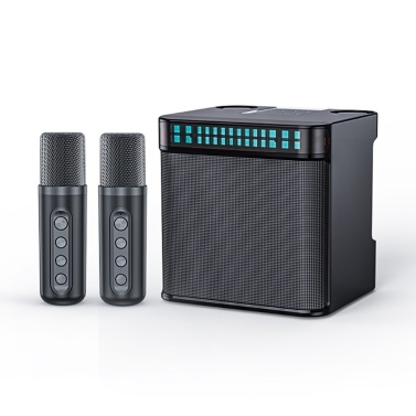 Karaoke Machine Handheld Wireless Speaker with 2 Microphone TF Card LED Colorful Light BT Portable Speaker Set