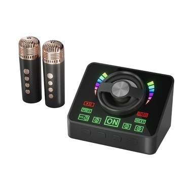 Q4 Karaoke Machine -Dual Mini Wireless Microphones and Speaker KTV Set