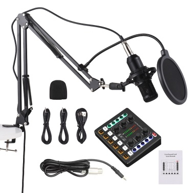 M8 Podcast Equipment Bundle: All-in-One Condenser Mic with Live Sound Card Kit