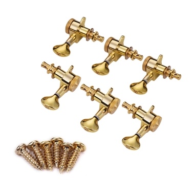 6 Pieces Guitar Machine Heads Knobs String Tuning Peg Locking Tuners for Acoustic Electric Guitars 3L3R with Mounting Screws and Ferrules Gold