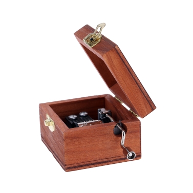 Retro Wooden Musical Box Hand Crank Music Box Exquisite Workmanship 4 Patterns for Option