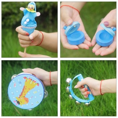 Musical Toys Percussion Instruments Band Rhythm Kit for Kids Children Toddlers with Tambourine Wooden Guiro Handbells Maracas Small Trumpet Harmonica