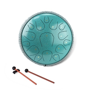 Steel Tongue Drum 13 Inch 15 Notes D Key Percussion Instrument Portable Balmy Drum with Drum Mallets Handpan Drum