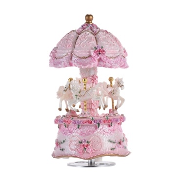 Luxury Dream 3-Horse Rotating Carousel Merry-go-round Windup Music Box
