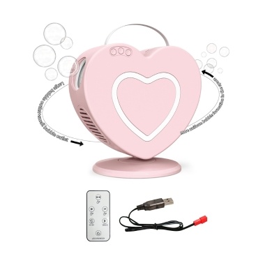 ES-73 Electric Bubble Machine for Outdoor Wedding Party Interactive Heart Shape Rechargeable Battery Portable Bubble Maker Multi-hole Remote Control