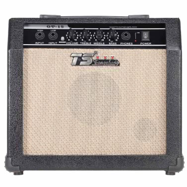 GT-15 Professional 3-Band EQ 2 Channel Electric Guitar Amplifier Distortion Amp 15W with 5" Speaker