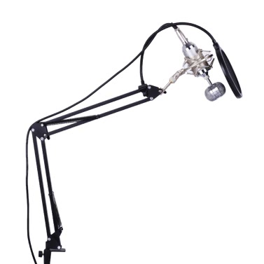 Professional Studio Broadcasting Recording Condenser Microphone Mic Kit Set 3.5mm with Shock Mount Adjustable Suspension Scissor Arm Stand Mounting Clamp Pop Filter