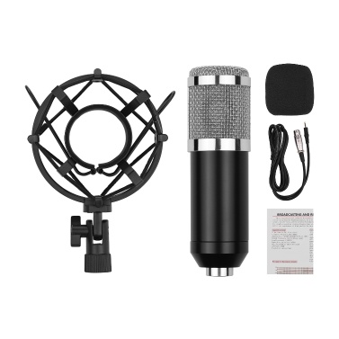 Professional Cardioid Condenser Microphone Kit with Audio Cable Metal Shockproof Clamp High Sensitivity Low Noise Mic