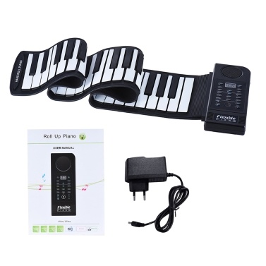 Portable Silicon 61 Keys Roll Up Piano Electronic MIDI Keyboard with Built-in Loud Speaker