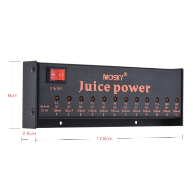 MOSKY JUICE POWER Guitar Effect Power Supply Station 12 Isolated DC Outputs for 9V 12V 18V Guitar Effects Low-power Amplifier Amp