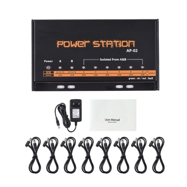 Guitar Pedal Power Supply 8 DC Outputs for 9V / 12V / 18V Effect Pedal Boards Power Station Box EU Plug