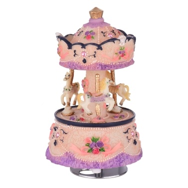 ammoon Music Box Carousel Horse Unicorn Color Change LED Light Luminous Rotating Best Gift Melody-Castle in The Sky