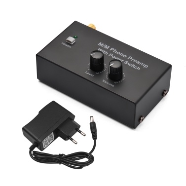 M/M Phono Preamp with Power Switch Ultra-compact Preamplifier with Level & Volume Control