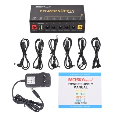 MOSKYAUDIO MPT-6 6-Channel Guitar Pedal Power Supply - Independent Short Circuit Protection