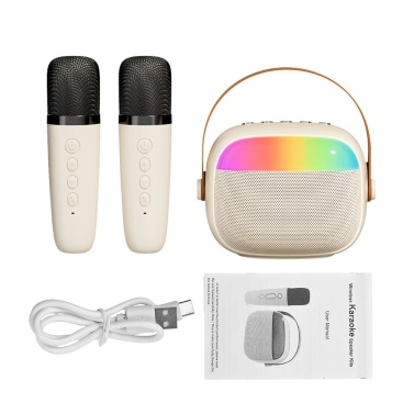 K30 Portable Karaoke Machine: Speaker with Dual Wireless Microphones and LED Atmosphere Light