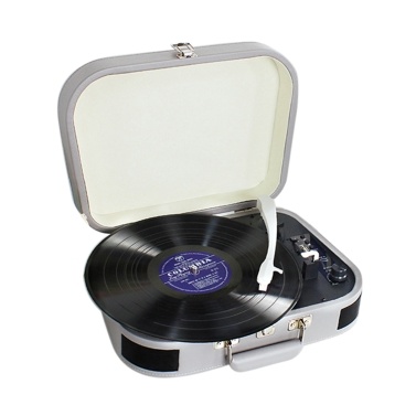Vintage Phonograph 3-Speed BT Portable Suitcase Record Player Turntable with Aux Input RCA Output Headphone Jack USB Port