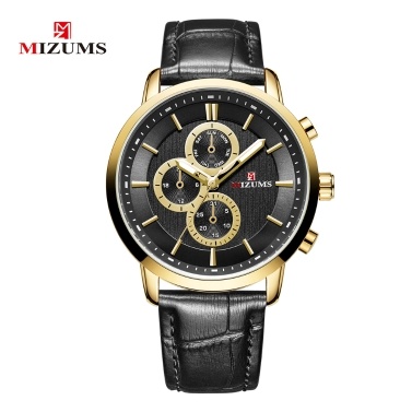 MIZUMS Herren Fashion Alloy Case Lederband Uhr