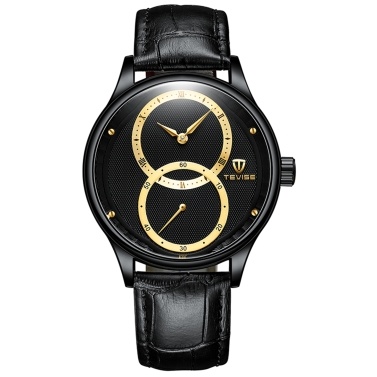 TEVISE Men Automatic Mechanical Watch Leather Strap with Second Hand Separation 3ATM Waterproof Male Fashion Watch Concise Business Wristband Masculine Watches