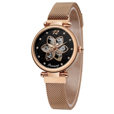 FORSINING Women Watch Automatic Mechanical Watches with Stainless Steel Strap Classic Fashion Wristwatch Luminous Display
