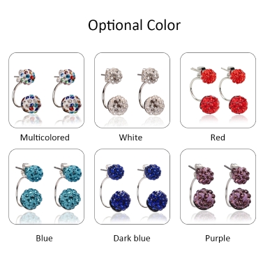 Mode Crystal Diamond Ball Ohrstecker Ohr Zubehör mit Doppelkugeln Ohrringe für Frauen und Mädchen