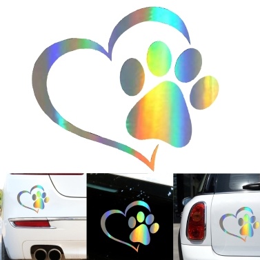 Cute Car Stickers Funnny Cat Paw Print Dog Paw Print Creative Footprint Stickers Waterproof Laser Stickers