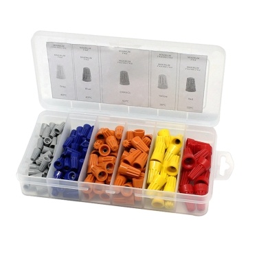 158 PCS Twist-On Wire Connector Assortment - Yellow,Blue,Orange,Grey and Red Easy Twist-On Ribbed Cap