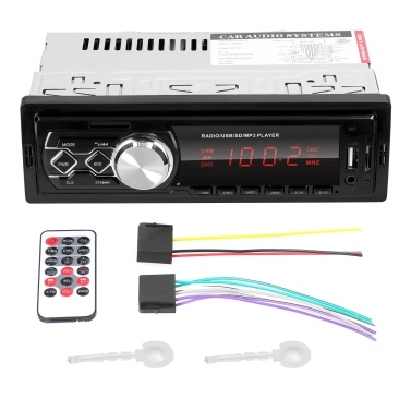 Single Din Car Stereo Receiver BT MP3 Player FM Radio Support Hands-Free Calls U-Disk/TF Card/AUX-in with Remote Controller