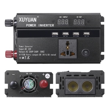 Car Inverter 3000W 12V 220V 50Hz DC to AC Power Inverter Dual Led Display Modified Sine Wave Power Voltage Transformer Converter