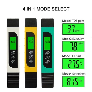 Water Quality Tester 3 in 1 Multifunction TDS Pen Tester High Precision Digital LCD TDS Meter, EC Meter & Temperature Meter, Ideal for Drinking Water, Aquariums, etc.