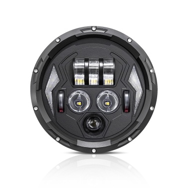 7 inch Car Motorcycle LED Headlight with DRL/Turn Signal/Low Beam/High Beam Replacement for Jeep Wrangler JK TJ LJ CJ with H4 to H13 Adapter