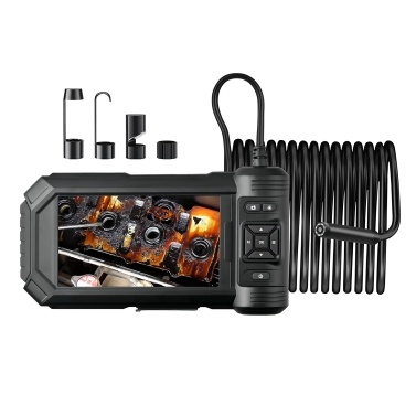 HD 1080P Borescope with 5inch LCD Screen 8 Adjustable LED Lights Bracket 16.4ft Rigid Cord(Single-Lens)