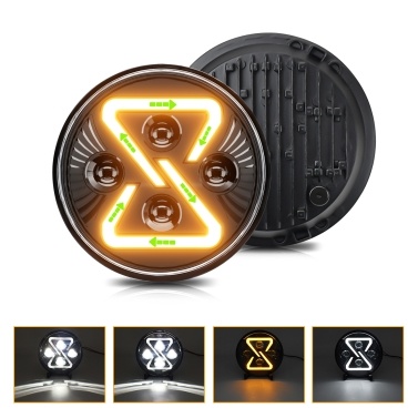 7 Inch Waterproof Round Car Headlamp with High Low Beam DRL Turn Signal Replacement for Jeep Wrangler JK LJ CJ TJ