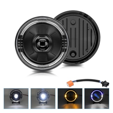 7 Inch Waterproof Round Headlamp with High Low Beam DRL Turn Signal Replacement for Jeep Chevy Ford Land Rover Hummer