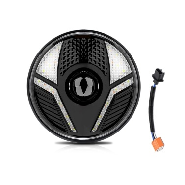 7 Inch Round Headlamp with High Low Beam DRL Turn Signal Replacement for Jeep Chevy Ford Land Rover Hummer