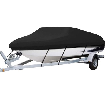 Boat Cover Yacht Outdoor Protection Waterproof Heavy Duty Silver Reflective 300D Oxford Fabric Anti-smashing Durable and Tear Proof Fits V-HULL TRI-HULL Runabouts and Bass Boats