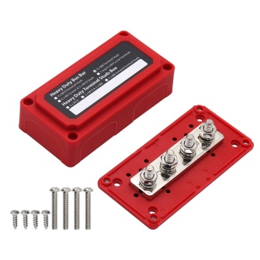 Power Distribution Block Heavy Duty Bus Bar Box with 3/8in M10*2 Terminal Studs 3/16in M5*6 Screws 48V 300A Post Battery Junction Block for Car RV Truck Marine Boat